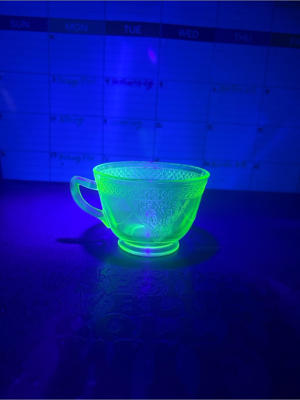 Vaseline Uranium Glass Teacup - Neon Green